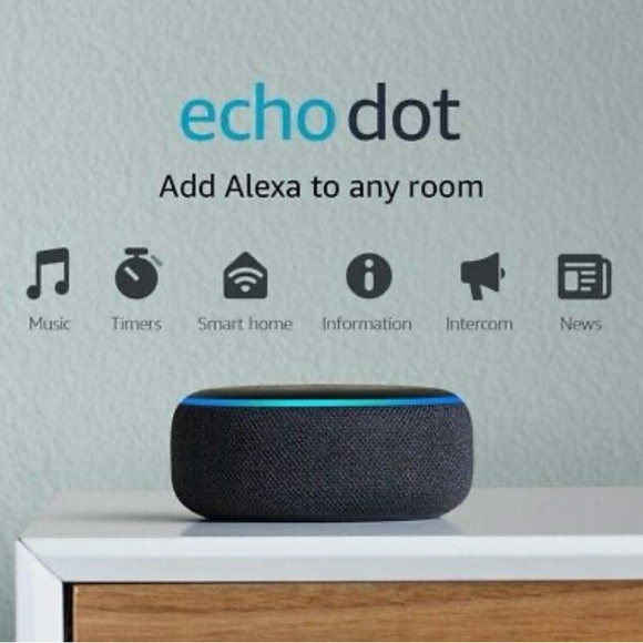 - Amazon Echo Dot 3rd Gen Smart Speaker and Power Adapter - Picture 1 of 8